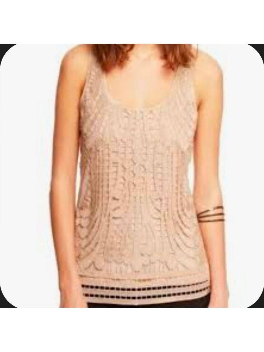 ❤️ Express Gold Metallic Crochet Tank beige color ‎ Large size